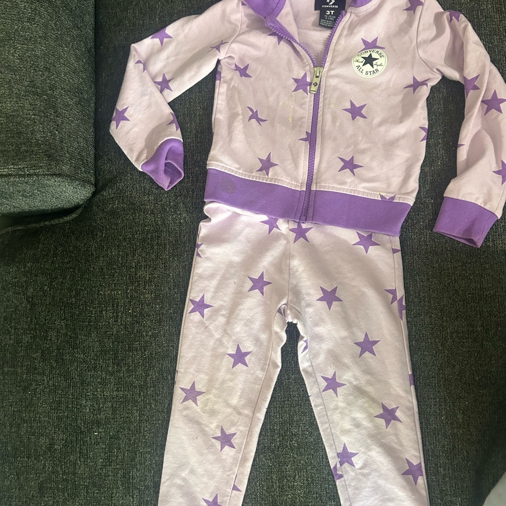 Converse Purple Star Print Hoodie for Kids